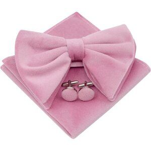 Velvet Bow Ties for Men Set Pink
